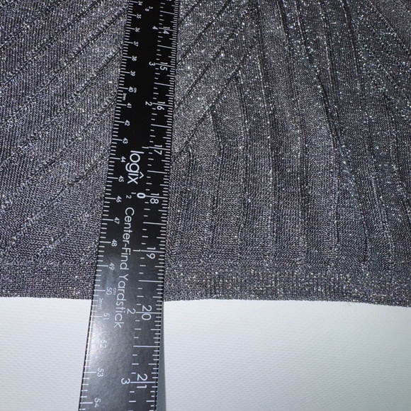 Banana Republic METALLIC RIBBED Thin SWEATER TOP Sparkle holiday L New - Picture 7 of 10